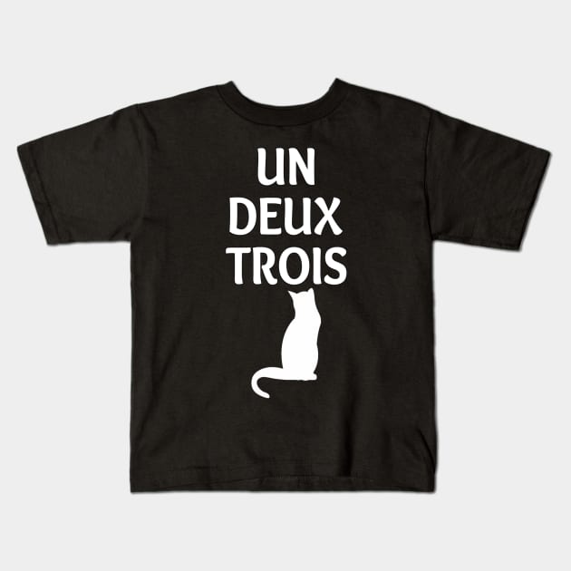 Cute Abstract Un Deux Trois Cat French Kitty Kids T-Shirt by nedroma1999